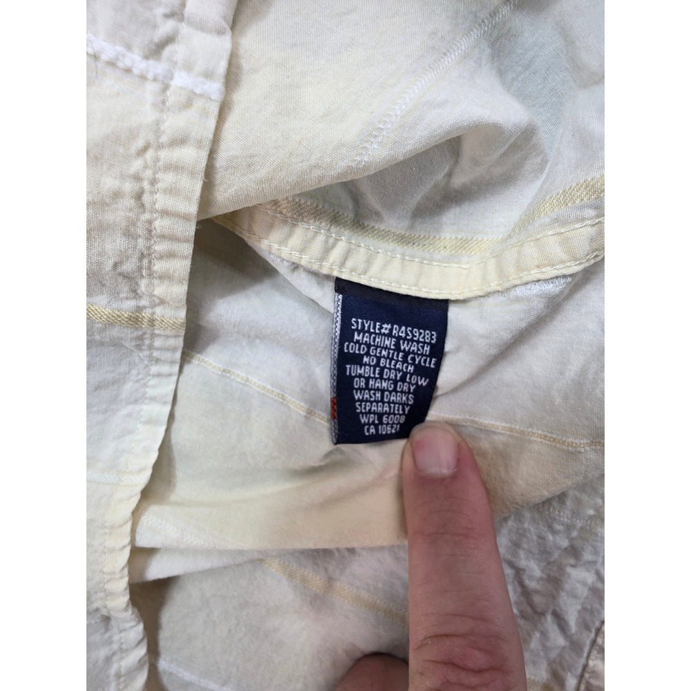 Rough Stock Panhandle Slim Mens XL Western Pearl Snap Shirt Cream Yellow Stripe - Picture 3 of 9